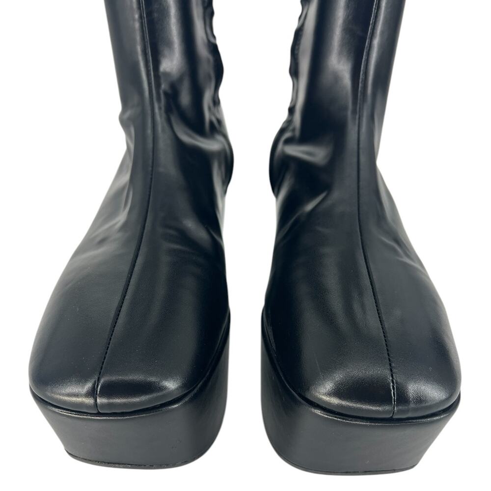 Prada Black Stretch Napa Over-the Knee Platform Boots - Picture 7 of 16